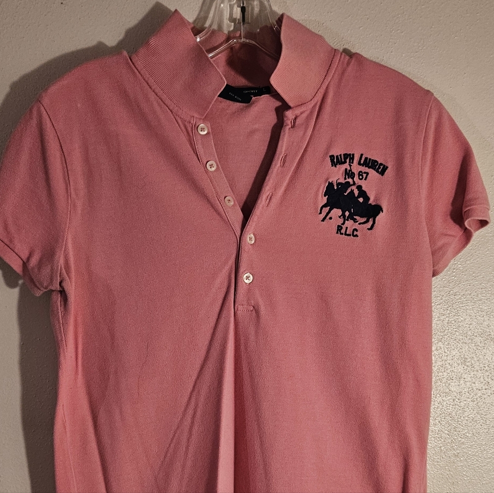 Ralph Lauren Pink Polo with Navy Embroidered Logo